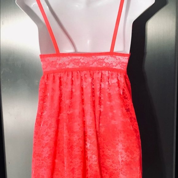 💕La Senza Hot Coral Padded Push Up Bra Lace Babydoll Lingerie w/Panties S NWOT💕 - Picture 13 of 16